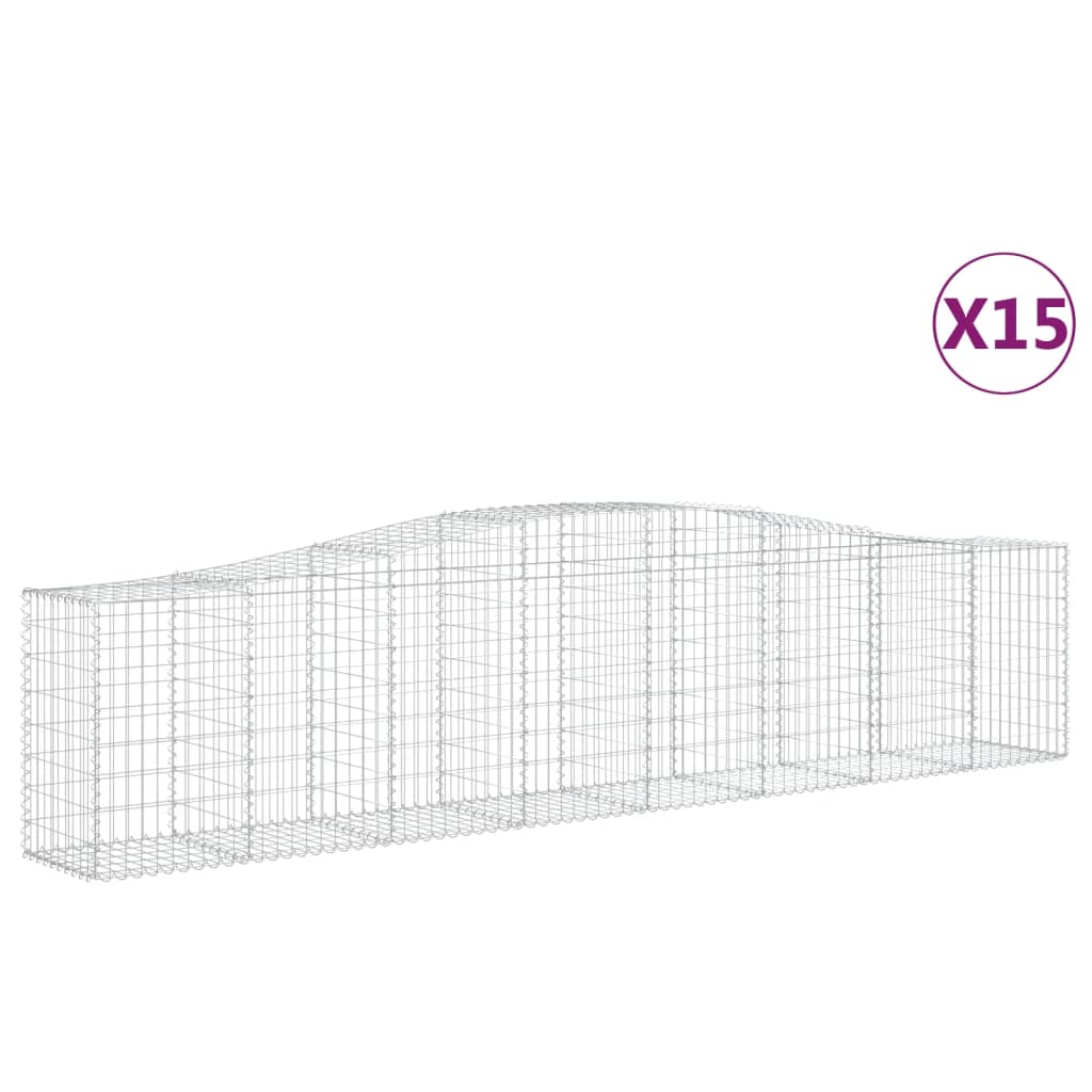 Cesti Gabbioni ad Arco 15 pz 400x50x80/100 cm Ferro Zincato