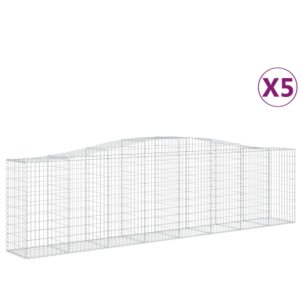 Cesti Gabbioni ad Arco 5 pz 400x50x100/120 cm Ferro Zincato