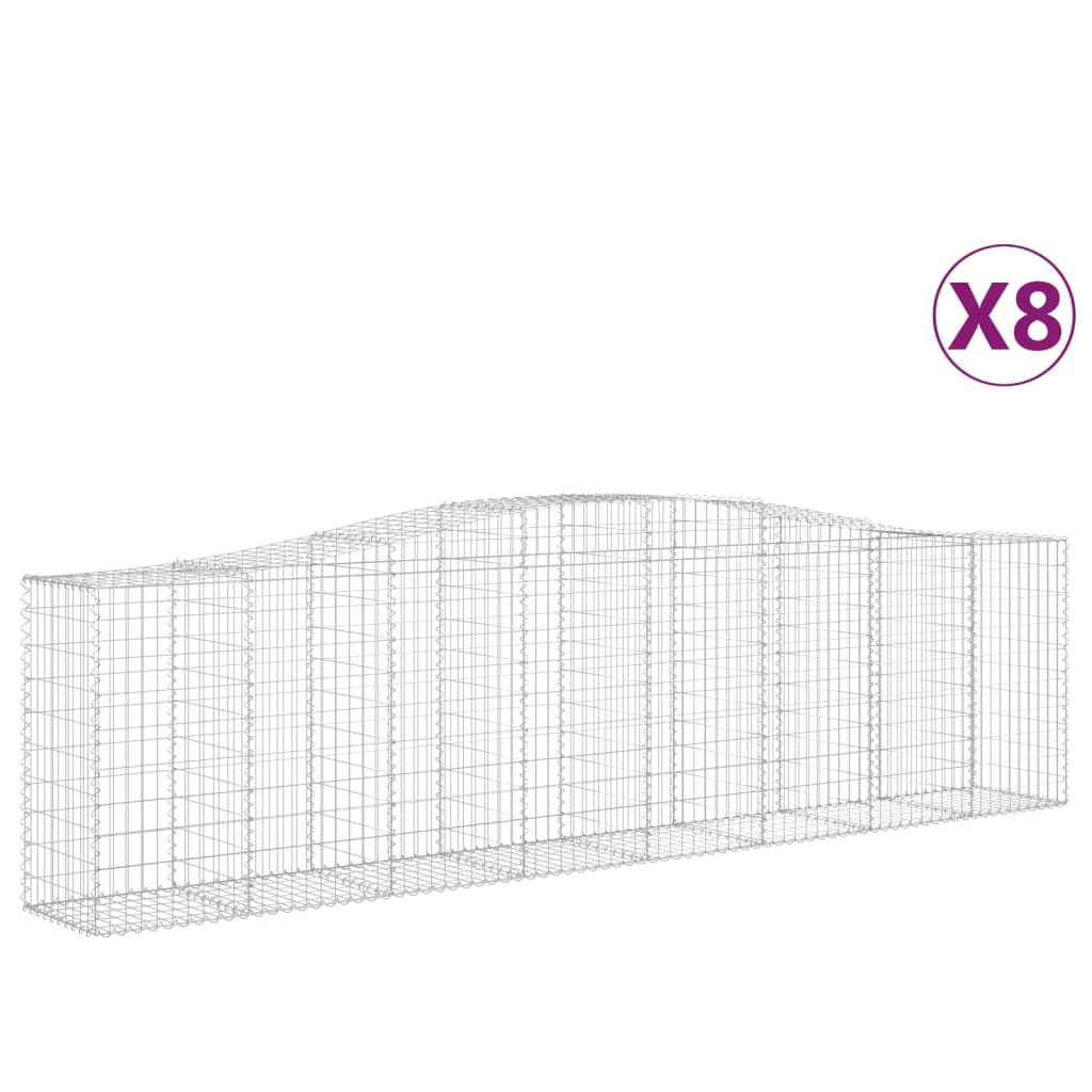 Cesti Gabbioni ad Arco 8 pz 400x50x100/120 cm Ferro Zincato