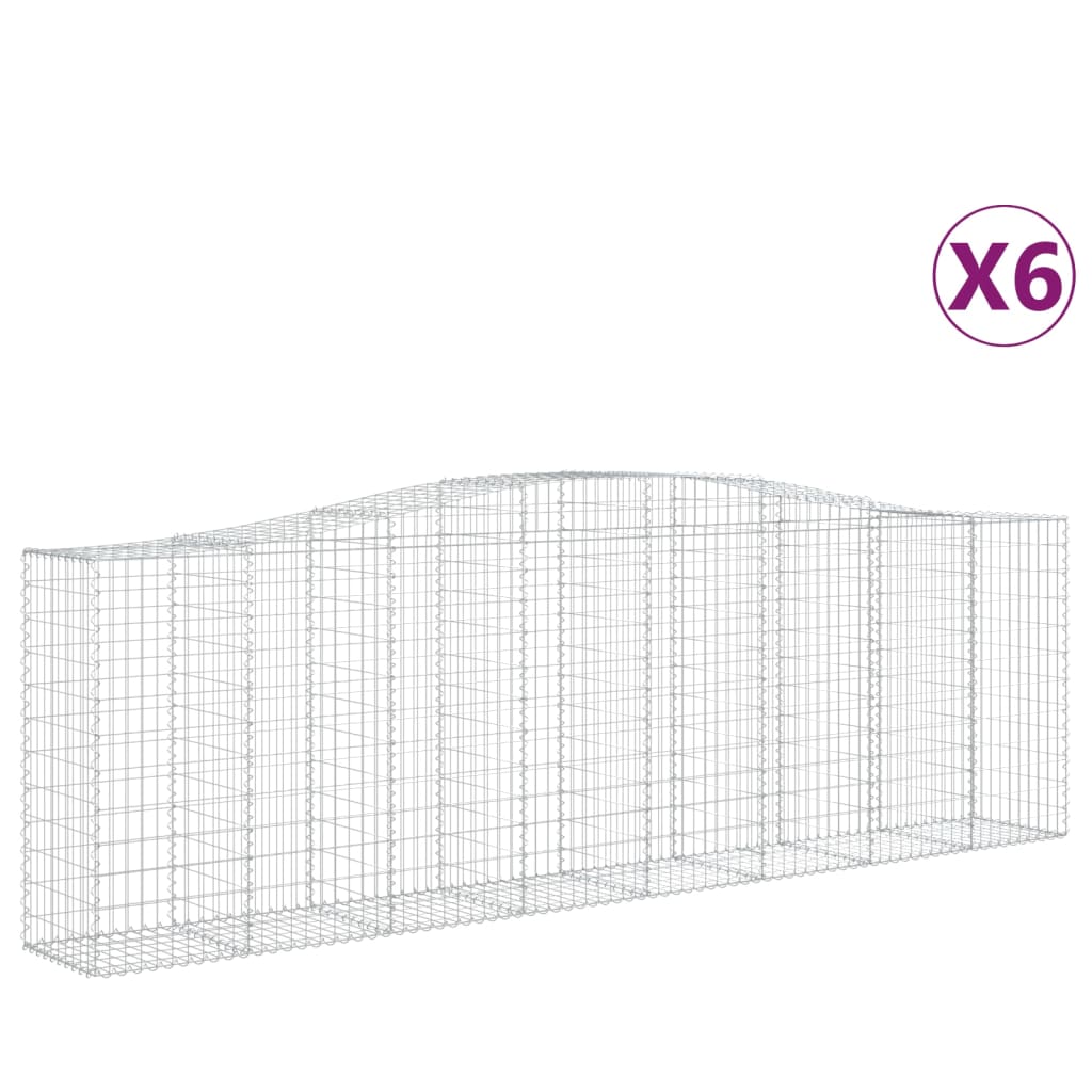 Cesti Gabbioni ad Arco 6 pz 400x50x120/140 cm Ferro Zincato