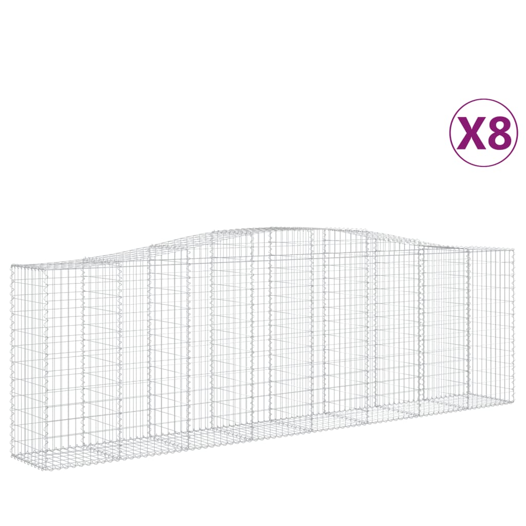 Cesti Gabbioni ad Arco 8 pz 400x50x120/140 cm Ferro Zincato