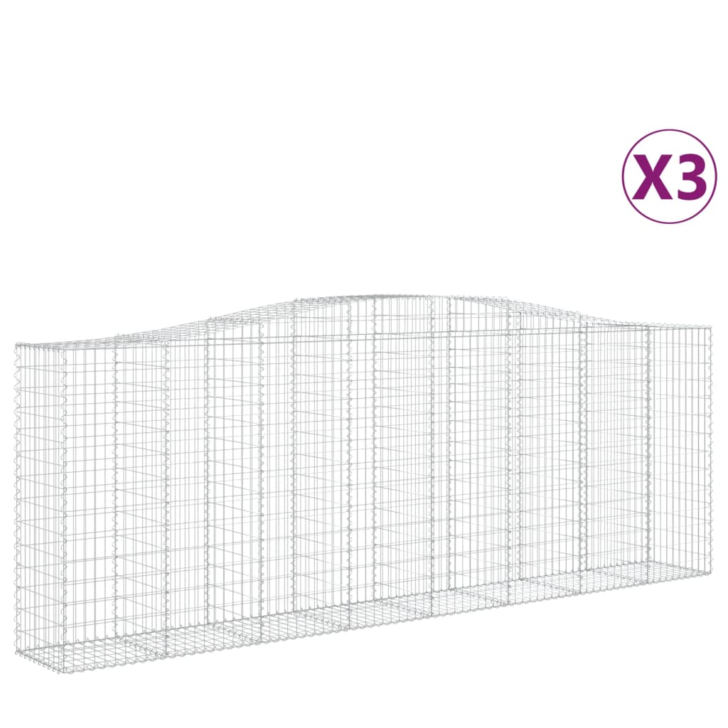 Cesti Gabbioni ad Arco 3 pz 400x50x140/160 cm Ferro Zincato