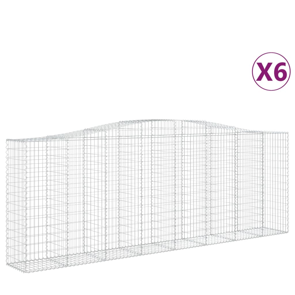 Cesti Gabbioni ad Arco 6 pz 400x50x140/160 cm Ferro Zincato