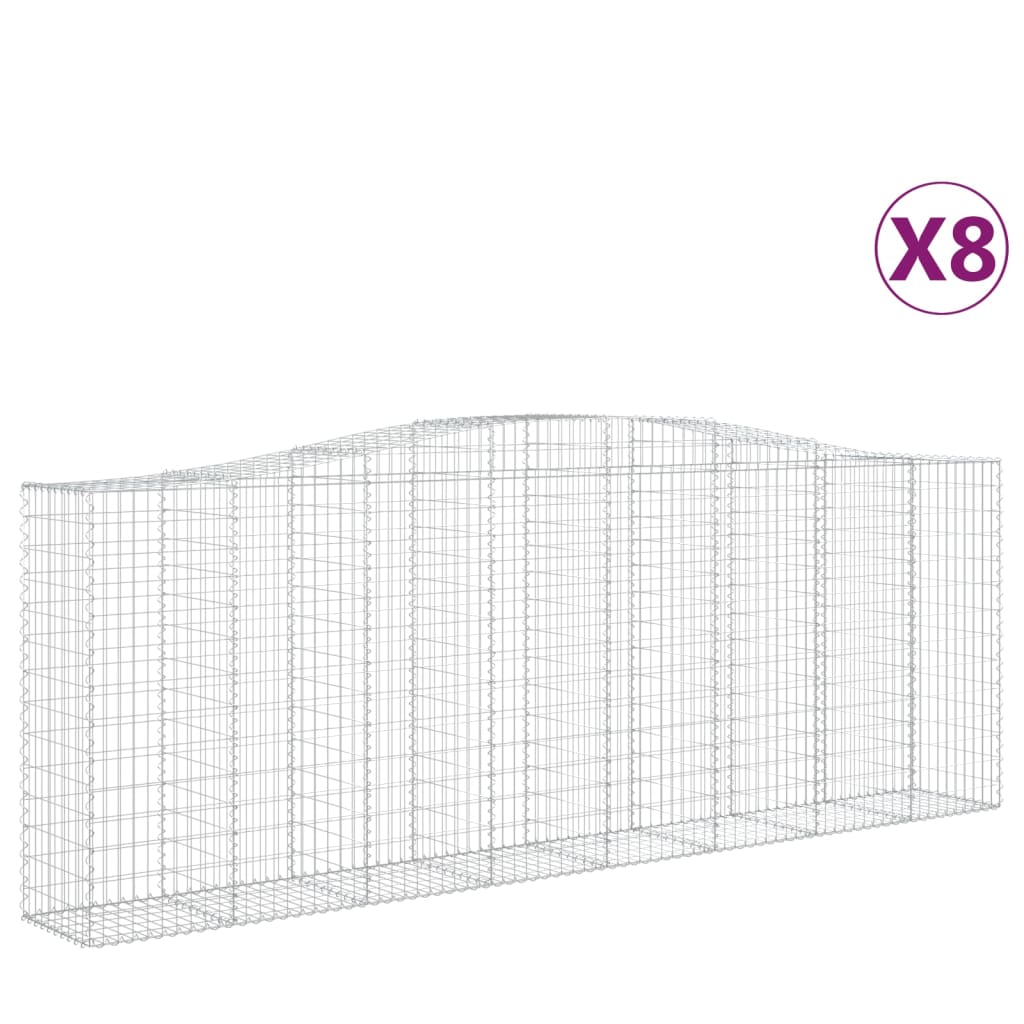Cesti Gabbioni ad Arco 8 pz 400x50x140/160 cm Ferro Zincato