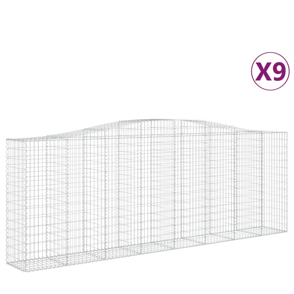 Cesti Gabbioni ad Arco 9 pz 400x50x140/160 cm Ferro Zincato