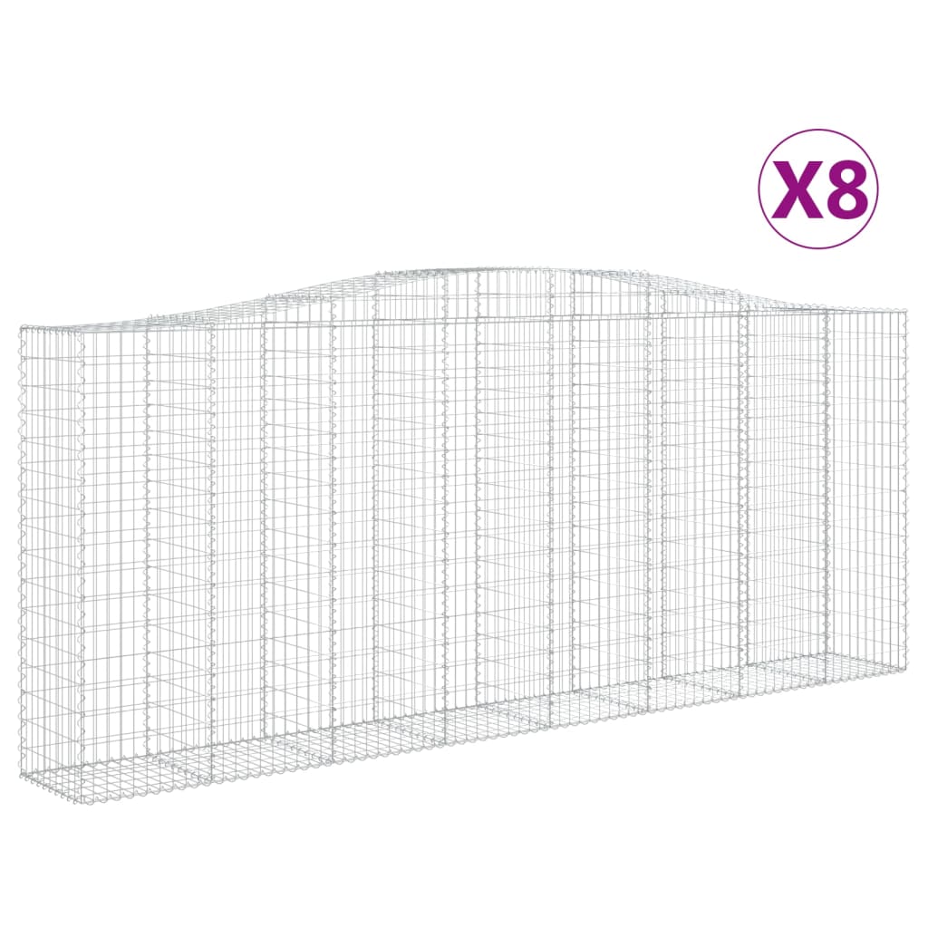 Cesti Gabbioni ad Arco 8 pz 400x50x160/180 cm Ferro Zincato