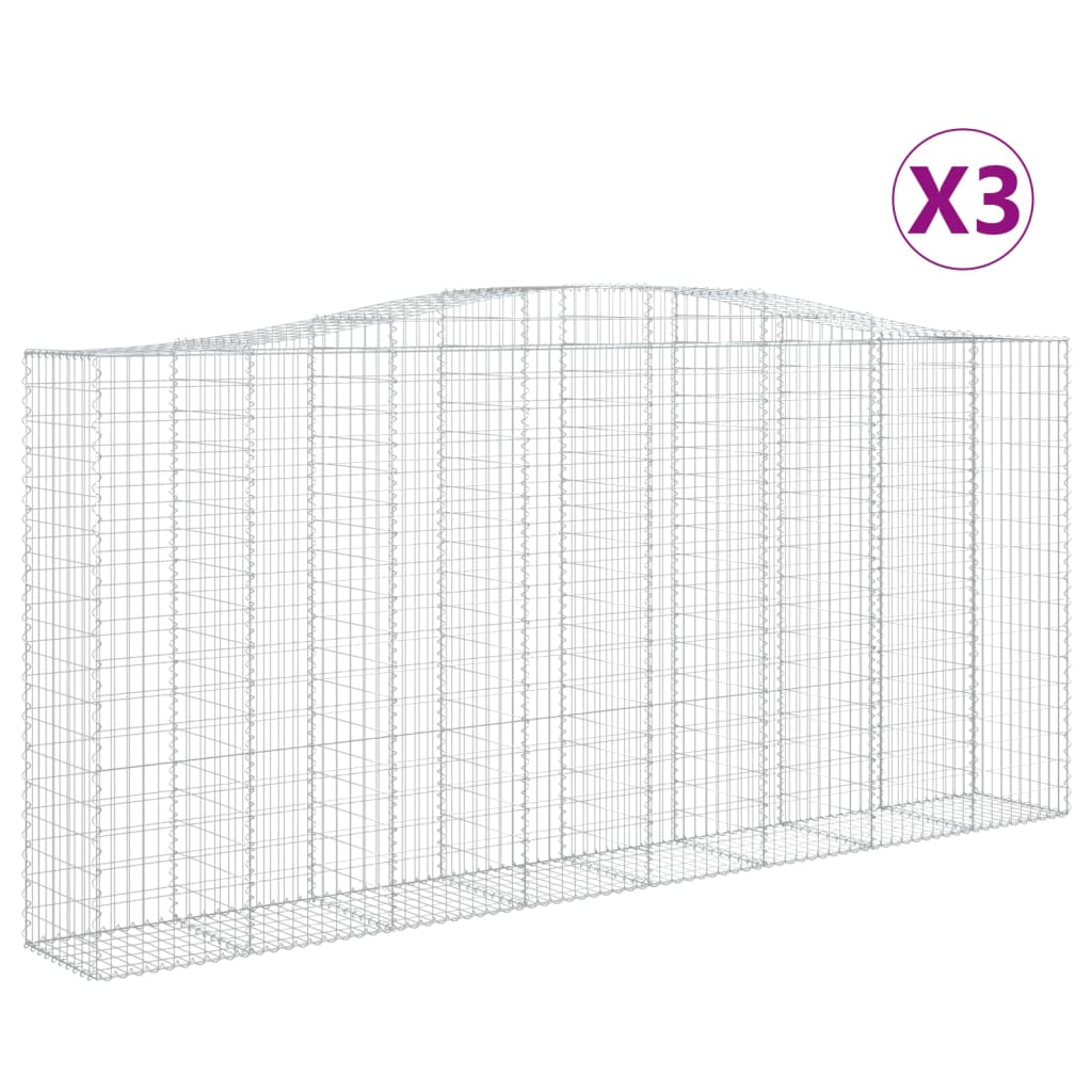Cesti Gabbioni ad Arco 3 pz 400x50x180/200 cm Ferro Zincato