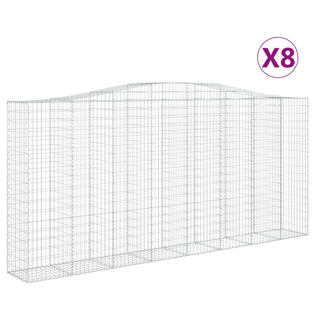 Cesti Gabbioni ad Arco 8 pz 400x50x180/200 cm Ferro Zincato