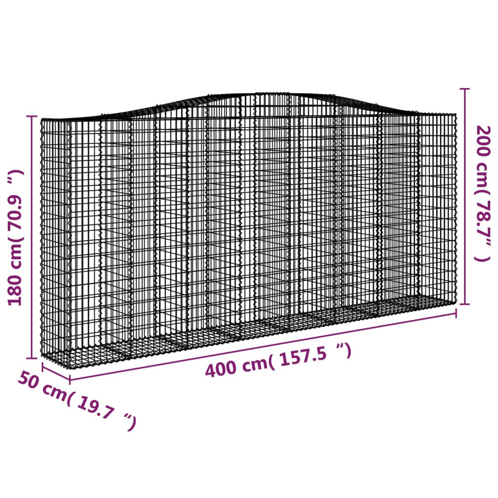 Cesti Gabbioni ad Arco 25 pz 400x50x180/200 cm Ferro Zincato