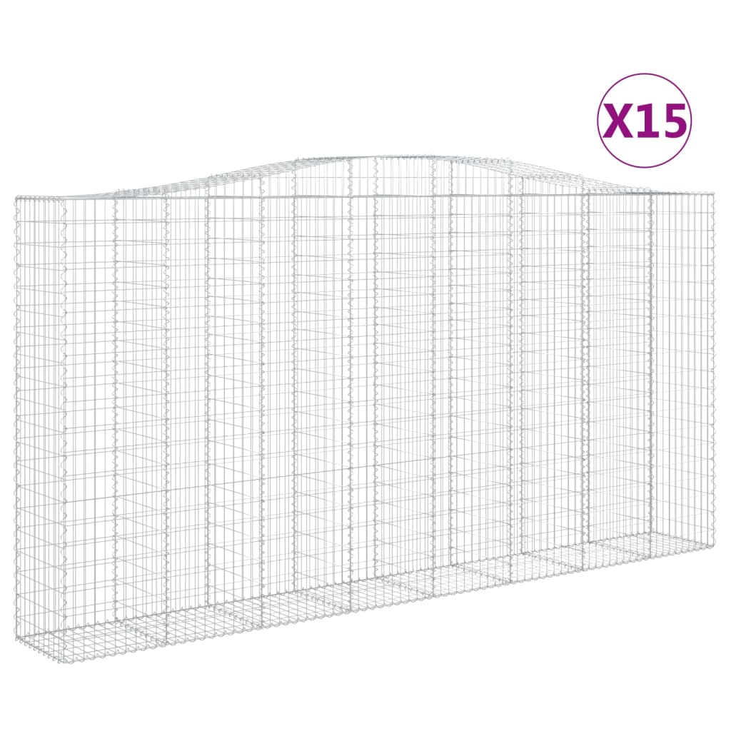 Cesti Gabbioni ad Arco 15 pz 400x50x200/220 cm Ferro Zincato