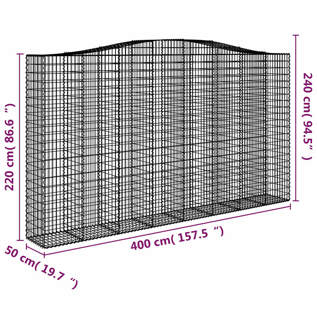 Cesti Gabbioni ad Arco 6 pz 400x50x220/240 cm Ferro Zincato
