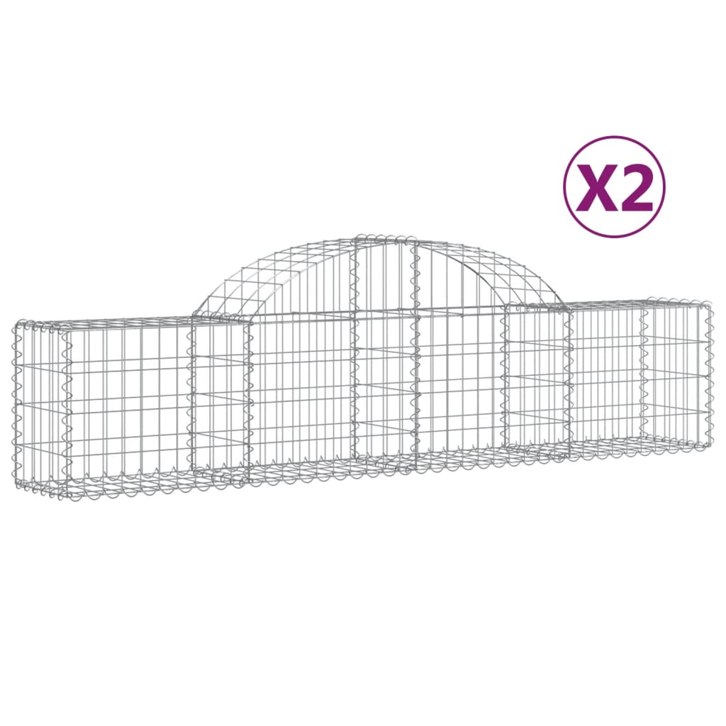 Cesti Gabbioni ad Arco 2 pz 200x30x40/60 cm Ferro Zincato