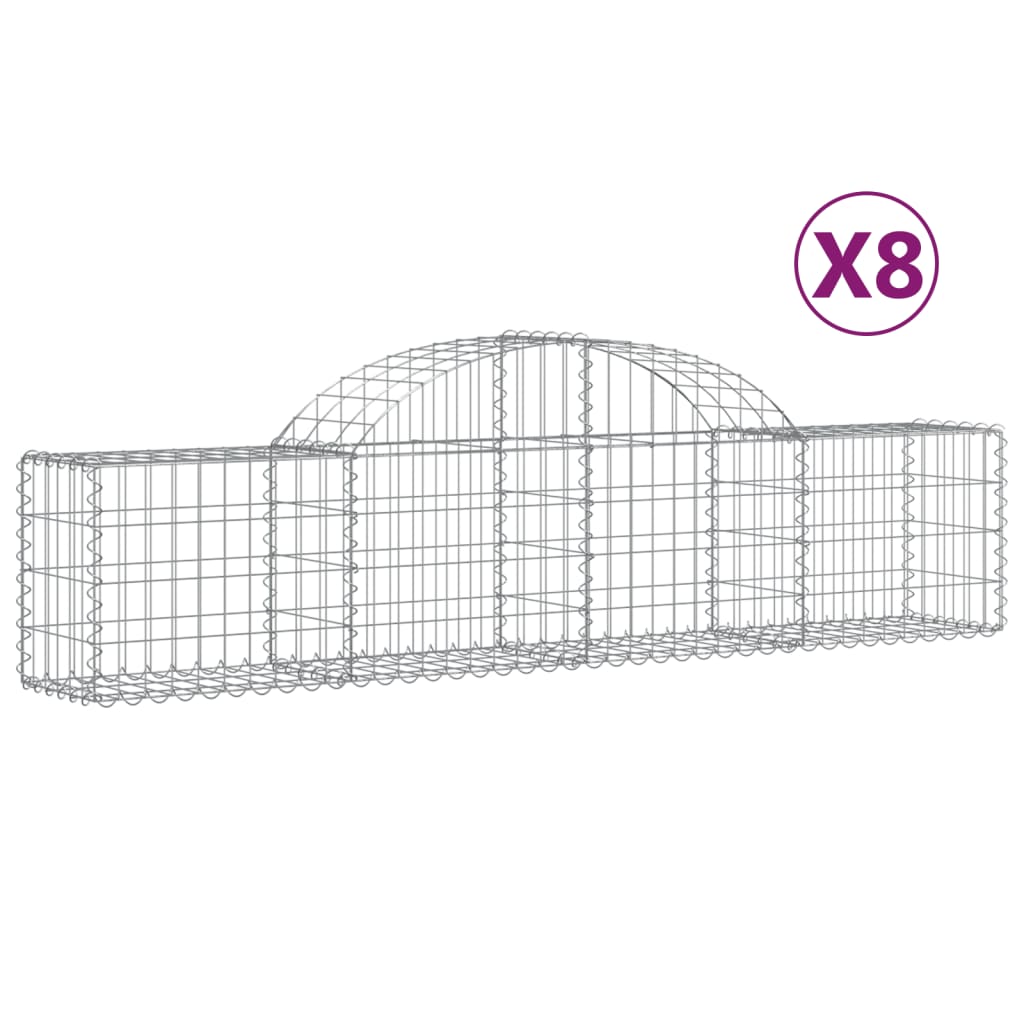 Cesti Gabbioni ad Arco 8 pz 200x30x40/60 cm Ferro Zincato