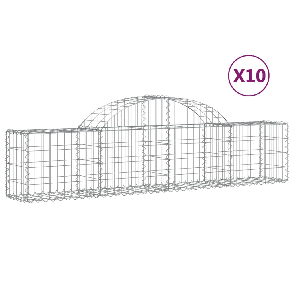 Cesti Gabbioni ad Arco 10 pz 200x30x40/60 cm Ferro Zincato