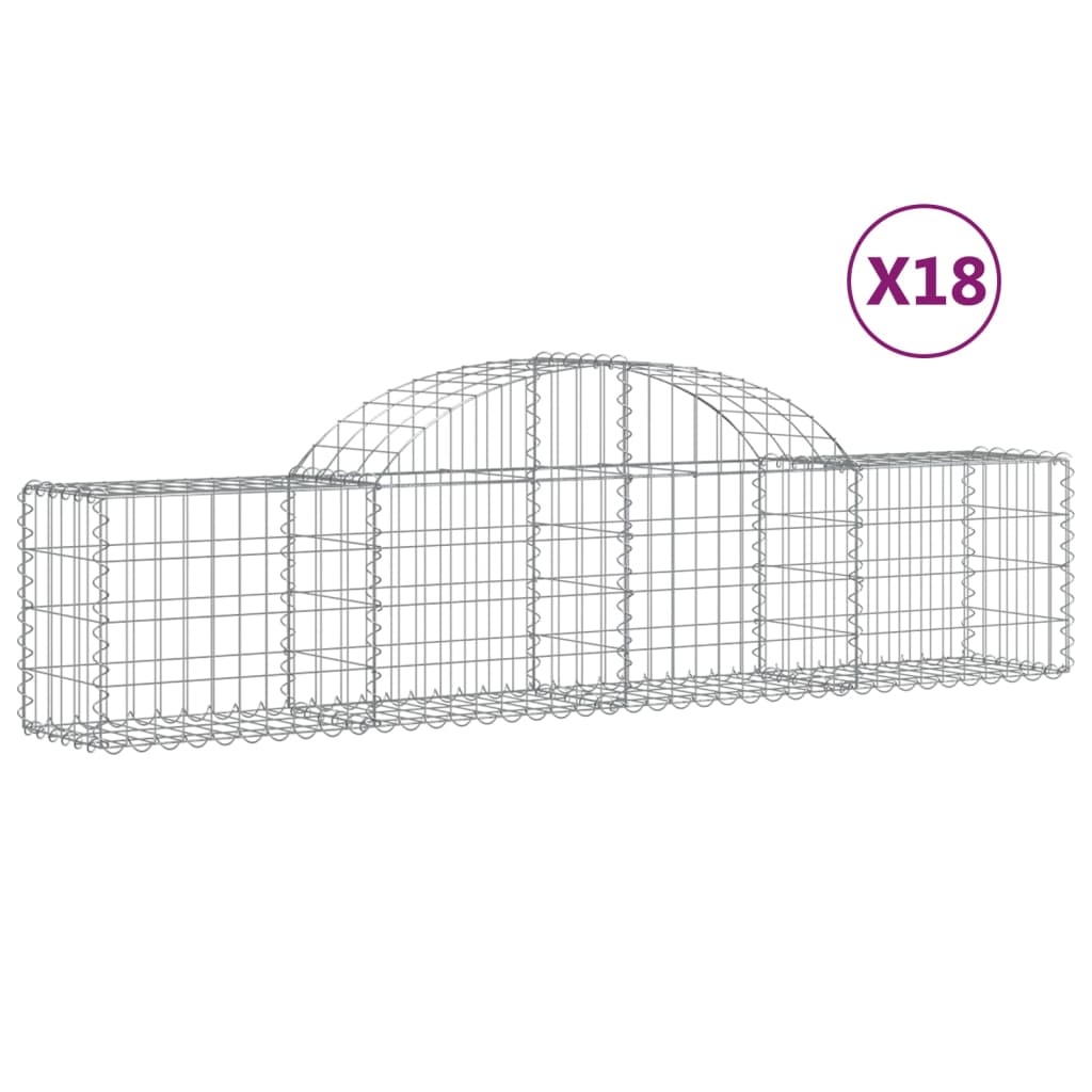 Cesti Gabbioni ad Arco 18 pz 200x30x40/60 cm Ferro Zincato