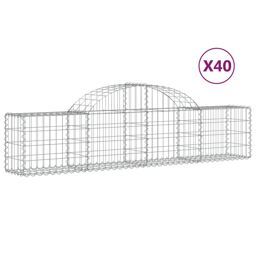 Cesti Gabbioni ad Arco 40 pz 200x30x40/60 cm Ferro Zincato