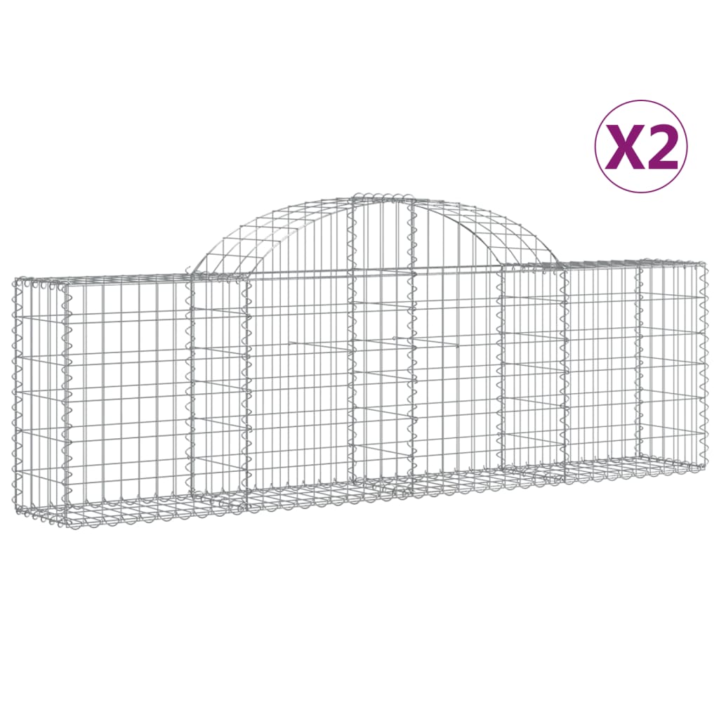 Cesti Gabbioni ad Arco 2 pz 200x30x60/80 cm Ferro Zincato