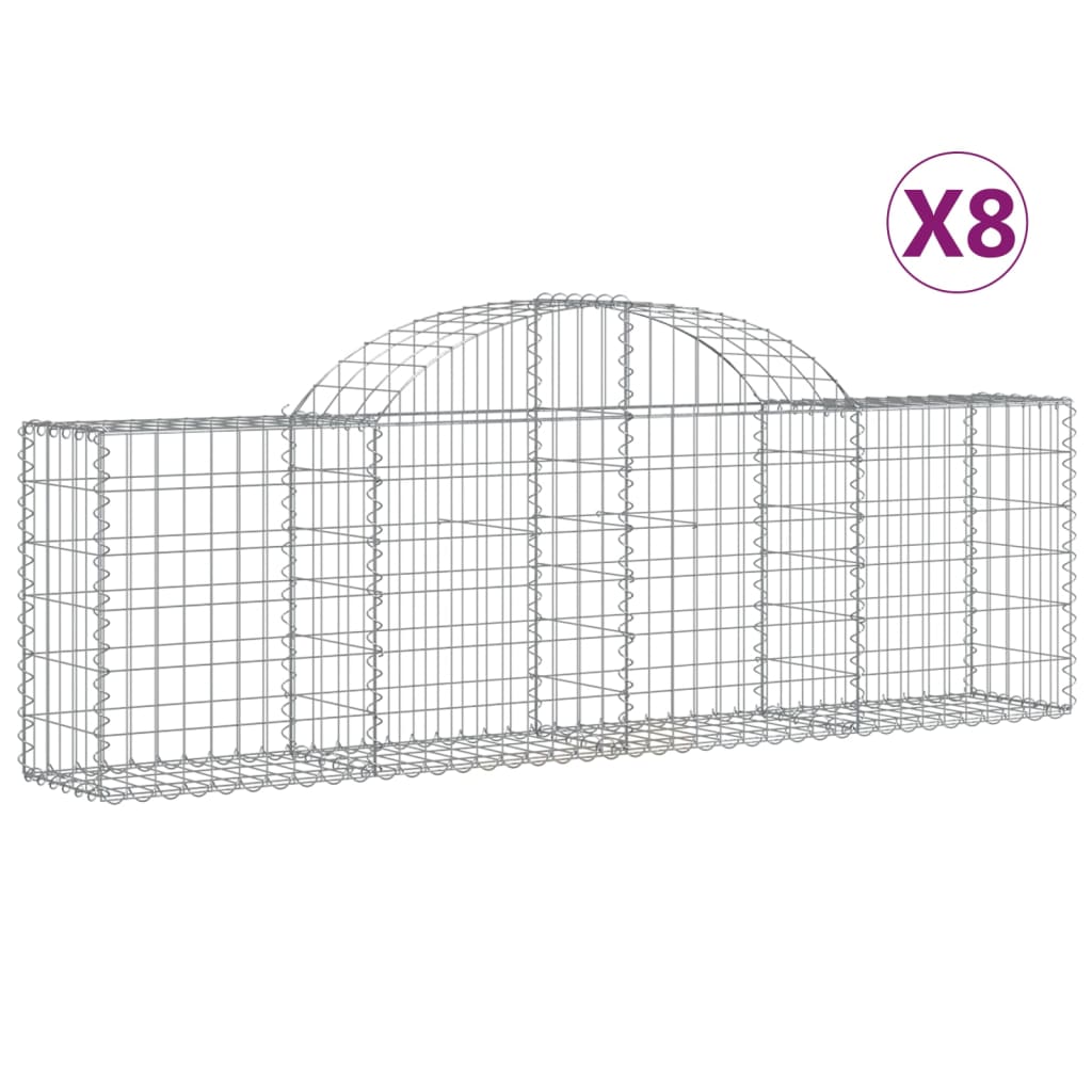 Cesti Gabbioni ad Arco 8 pz 200x30x60/80 cm Ferro Zincato