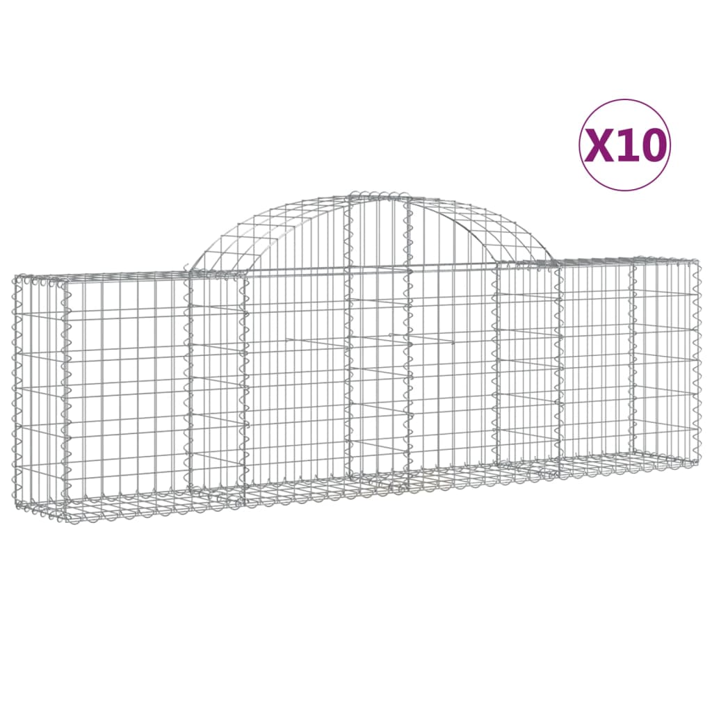 Cesti Gabbioni ad Arco 10 pz 200x30x60/80 cm Ferro Zincato