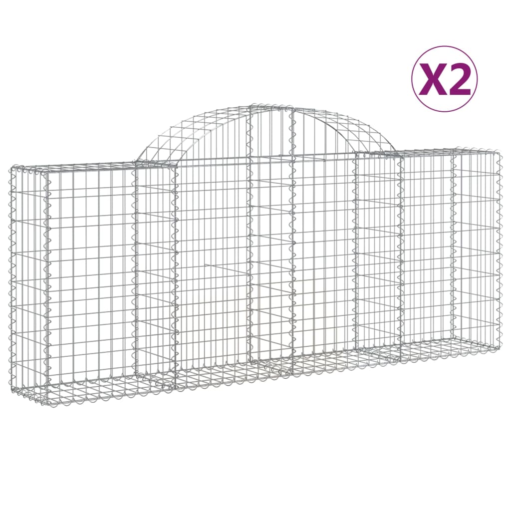 Cesti Gabbioni ad Arco 2 pz 200x30x80/100 cm Ferro Zincato