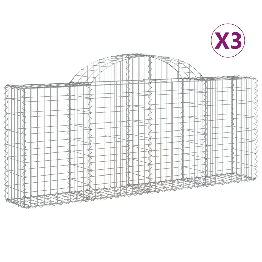 Cesti Gabbioni ad Arco 3 pz 200x30x80/100 cm Ferro Zincato
