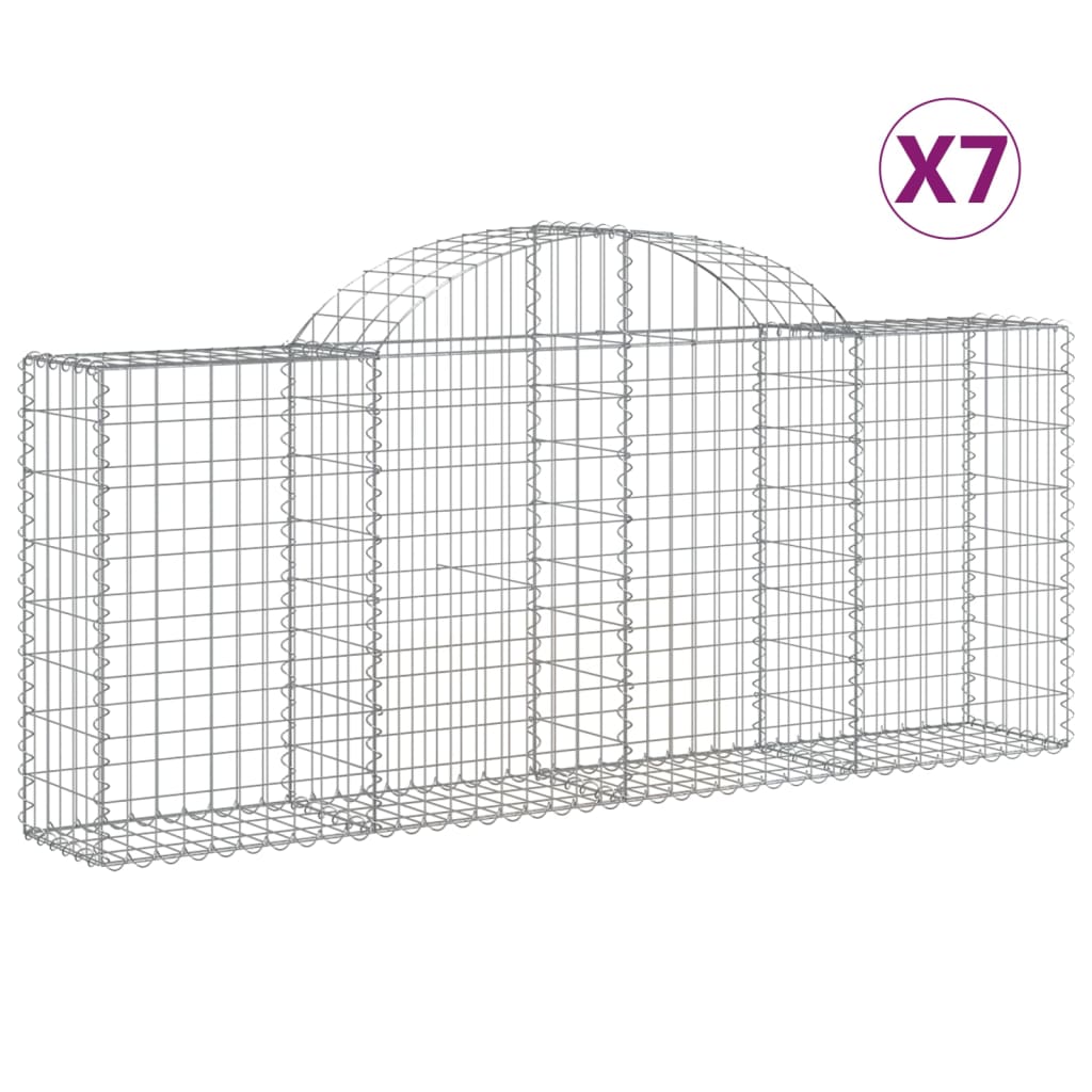 Cesti Gabbioni ad Arco 7 pz 200x30x80/100 cm Ferro Zincato