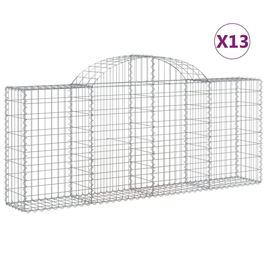 Cesti Gabbioni ad Arco 13 pz 200x30x80/100 cm Ferro Zincato