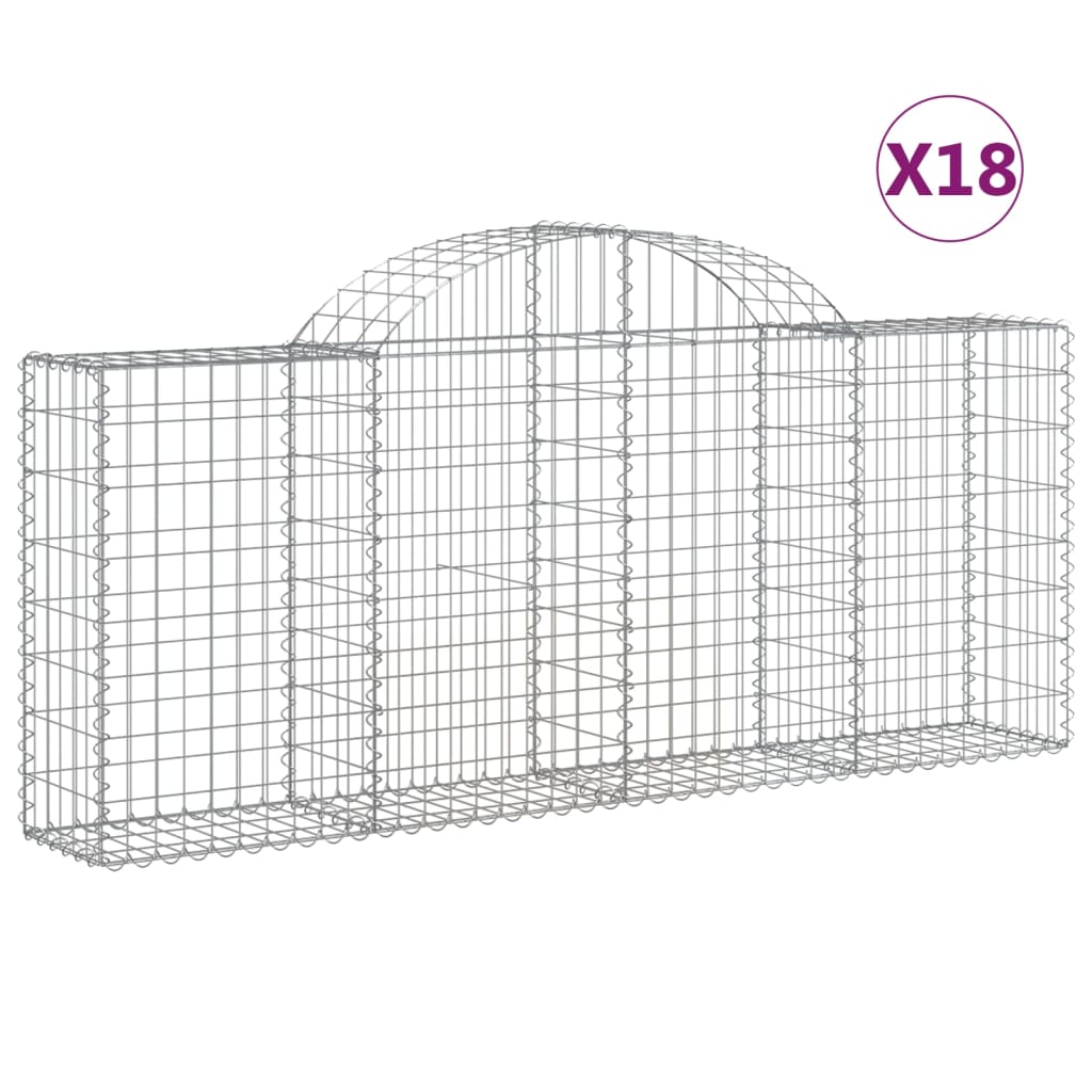 Cesti Gabbioni ad Arco 18 pz 200x30x80/100 cm Ferro Zincato