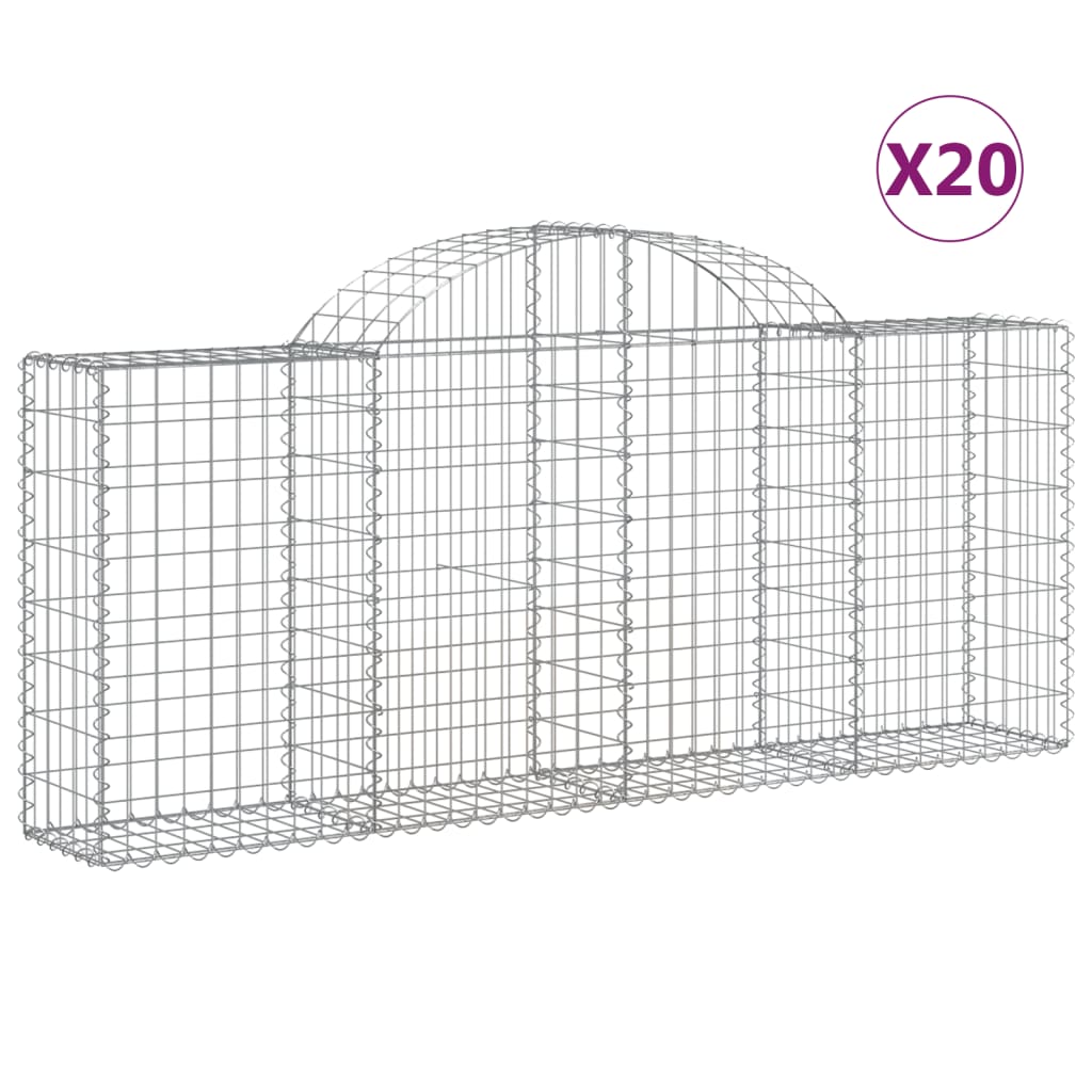 Cesti Gabbioni ad Arco 20 pz 200x30x80/100 cm Ferro Zincato