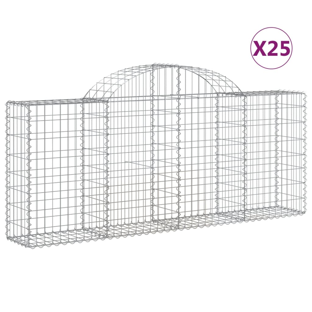 Cesti Gabbioni ad Arco 25 pz 200x30x80/100 cm Ferro Zincato