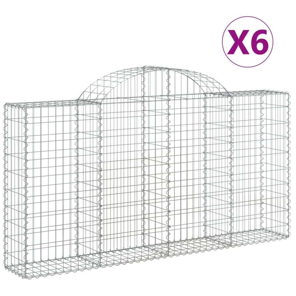 Cesti Gabbioni ad Arco 6 pz 200x30x100/120 cm Ferro Zincato