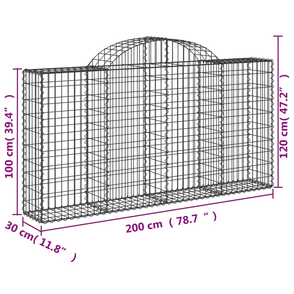Cesti Gabbioni ad Arco 13 pz 200x30x100/120 cm Ferro Zincato