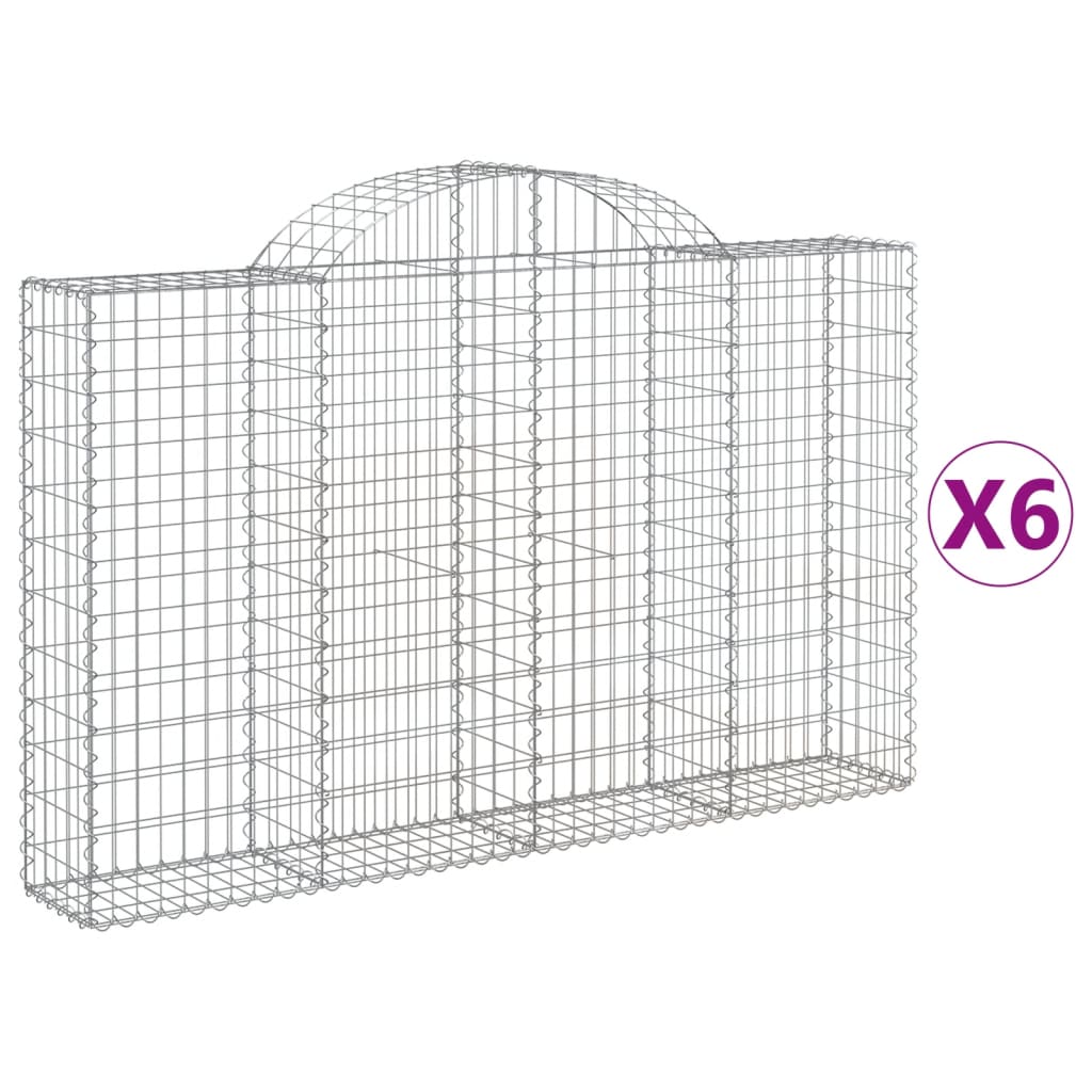 Cesti Gabbioni ad Arco 6 pz 200x30x120/140 cm Ferro Zincato