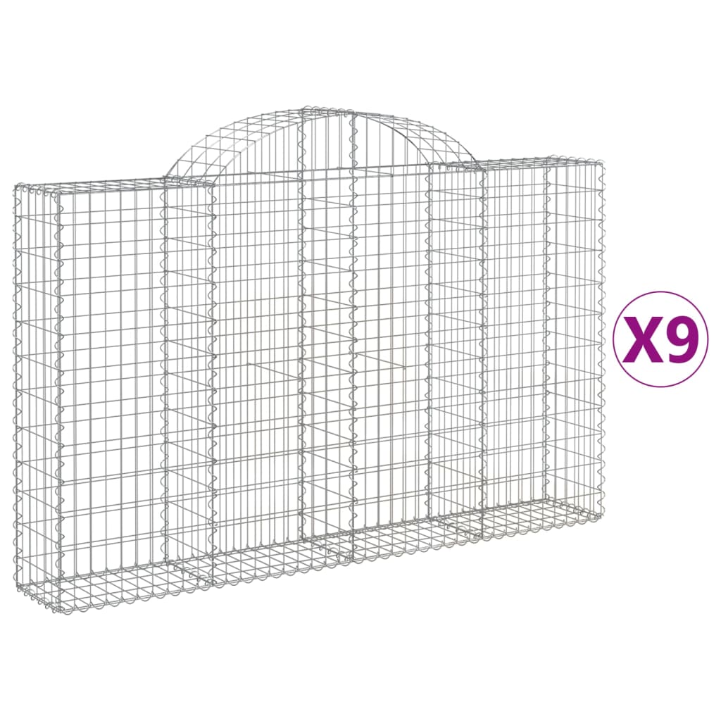 Cesti Gabbioni ad Arco 9 pz 200x30x120/140 cm Ferro Zincato