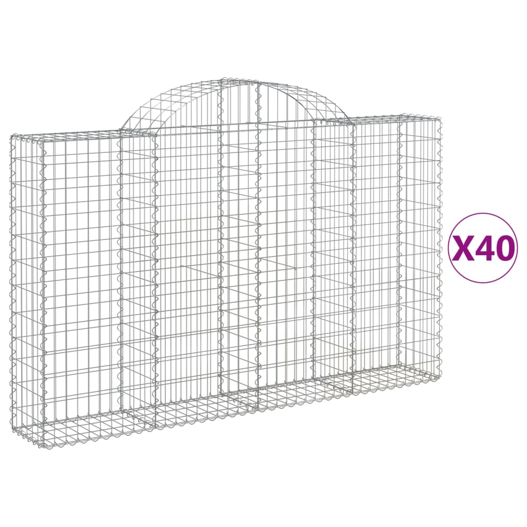 Cesti Gabbioni ad Arco 40 pz 200x30x120/140 cm Ferro Zincato