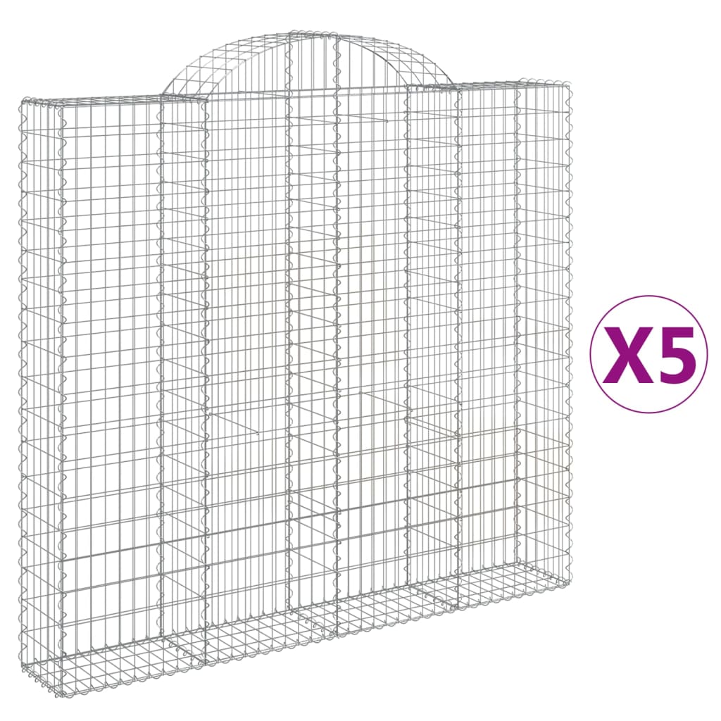 Cesti Gabbioni ad Arco 5 pz 200x30x180/200 cm Ferro Zincato