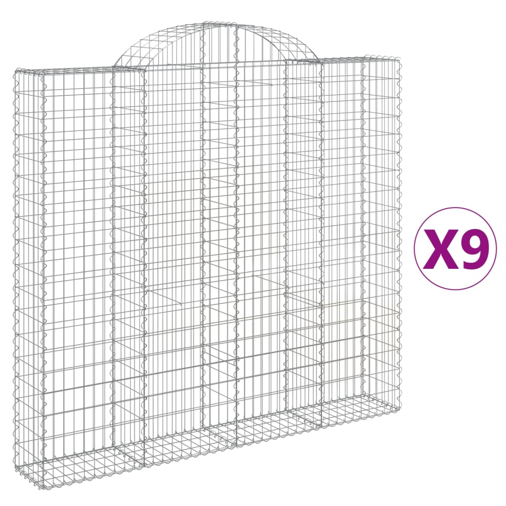 Cesti Gabbioni ad Arco 9 pz 200x30x180/200 cm Ferro Zincato