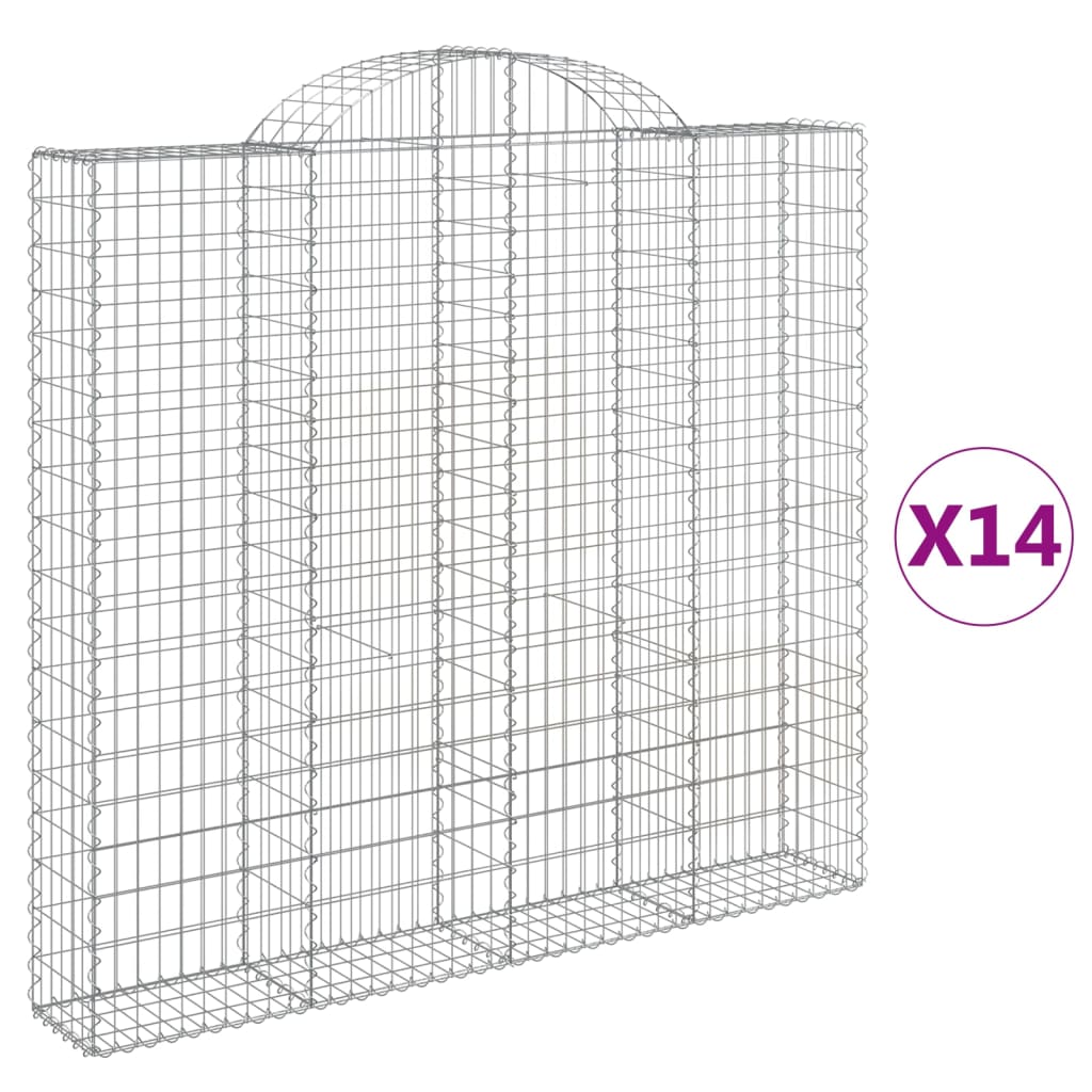 Cesti Gabbioni ad Arco 14 pz 200x30x180/200 cm Ferro Zincato