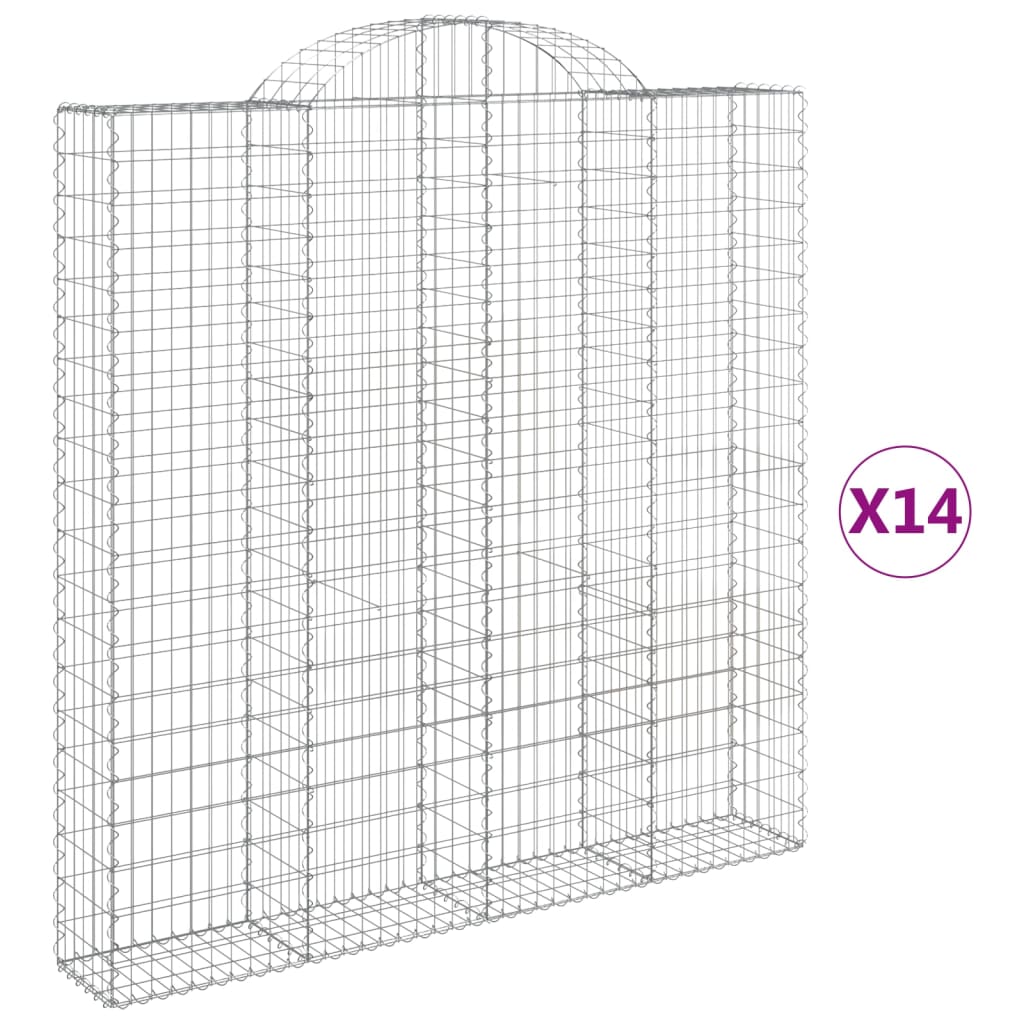 Cesti Gabbioni ad Arco 14 pz 200x30x200/220 cm Ferro Zincato