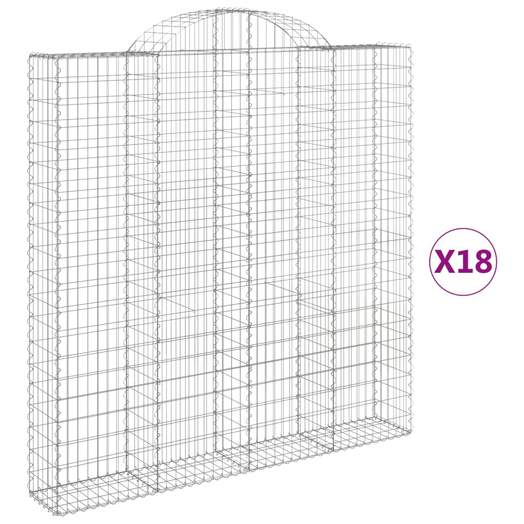 Cesti Gabbioni ad Arco 18 pz 200x30x200/220 cm Ferro Zincato