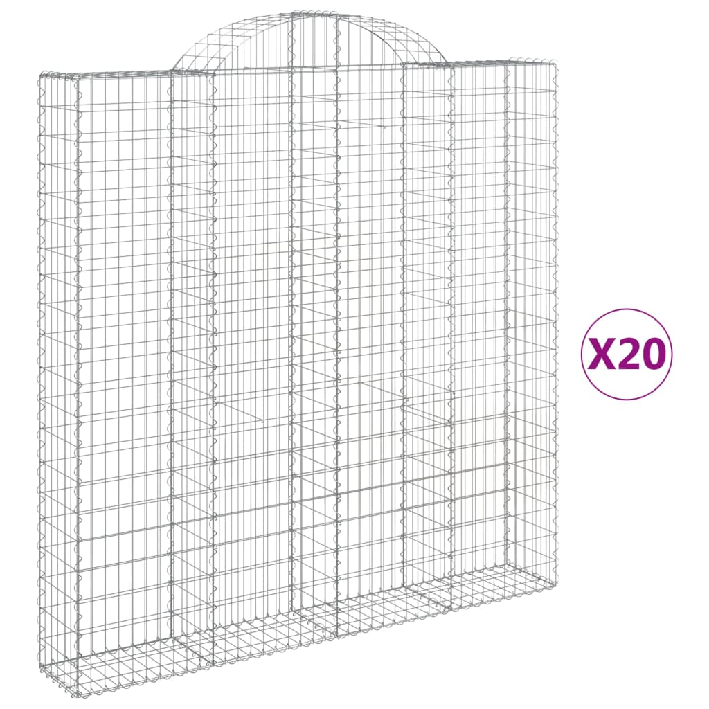 Cesti Gabbioni ad Arco 20 pz 200x30x200/220 cm Ferro Zincato