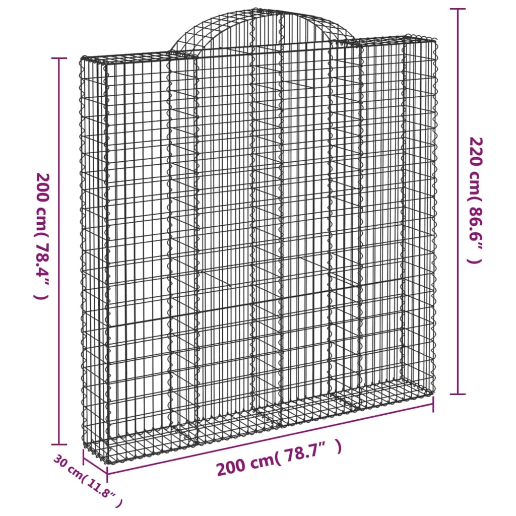 Cesti Gabbioni ad Arco 30 pz 200x30x200/220 cm Ferro Zincato