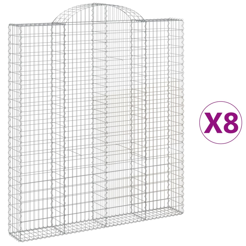 Cesti Gabbioni ad Arco 8 pz 200x30x220/240 cm Ferro Zincato