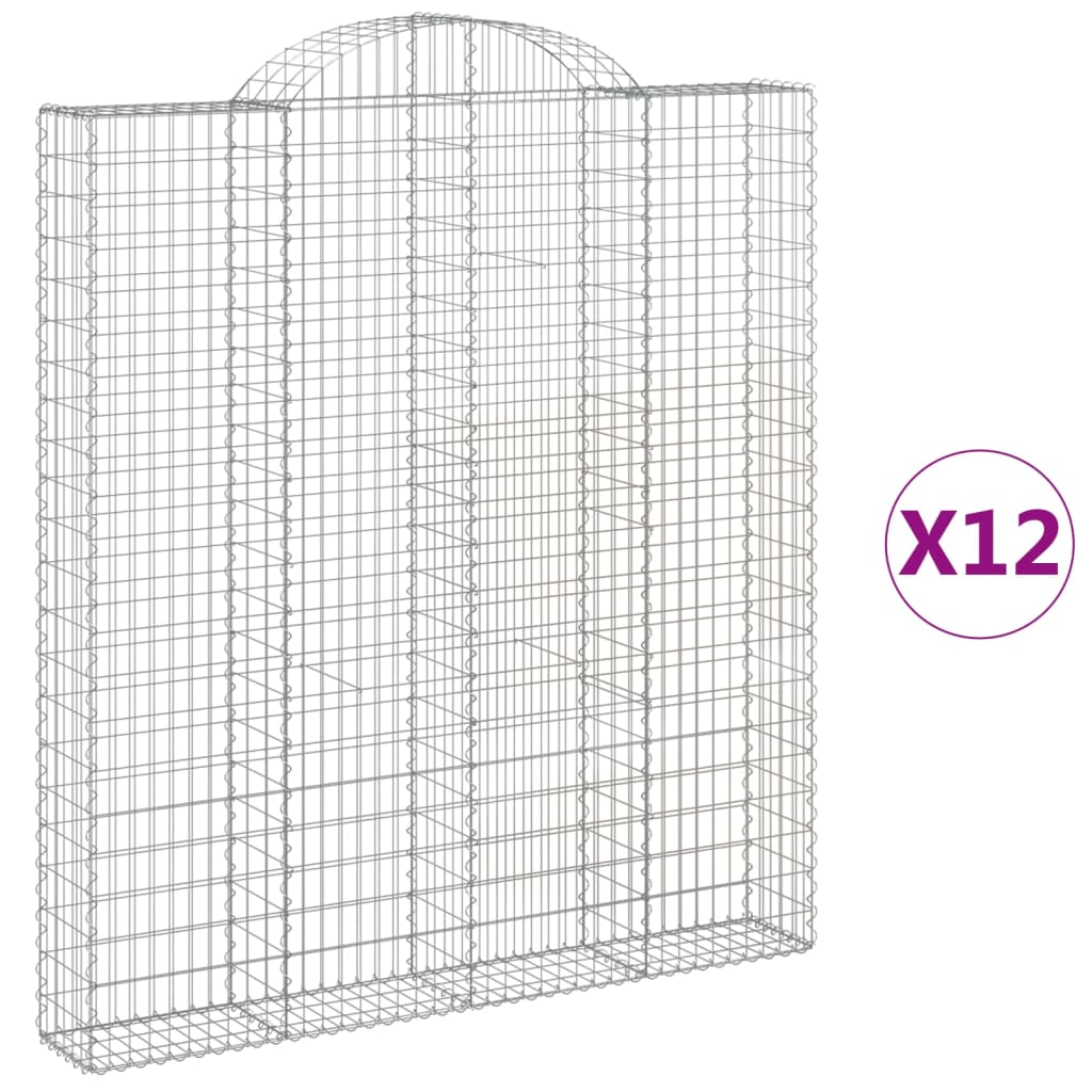 Cesti Gabbioni ad Arco 12 pz 200x30x220/240 cm Ferro Zincato