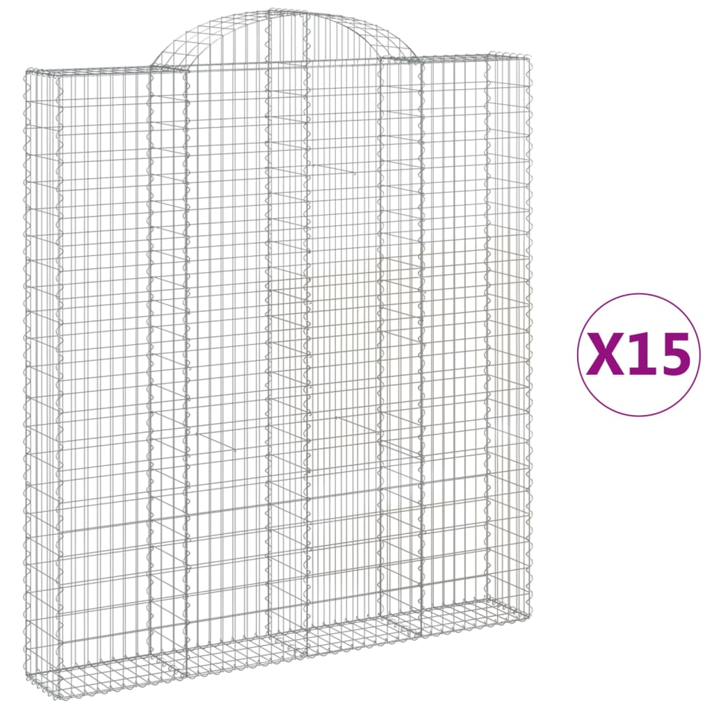 Cesti Gabbioni ad Arco 15 pz 200x30x220/240 cm Ferro Zincato