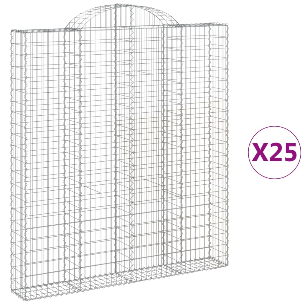 Cesti Gabbioni ad Arco 25 pz 200x30x220/240 cm Ferro Zincato