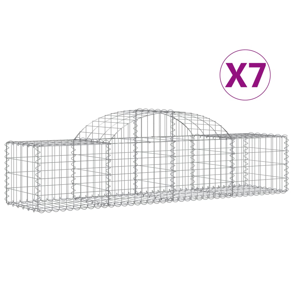Cesti Gabbioni ad Arco 7 pz 200x50x40/60 cm Ferro Zincato