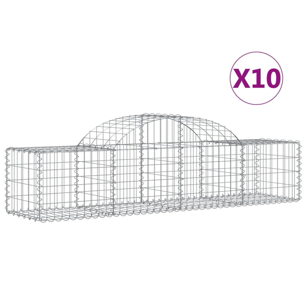 Cesti Gabbioni ad Arco 10 pz 200x50x40/60 cm Ferro Zincato