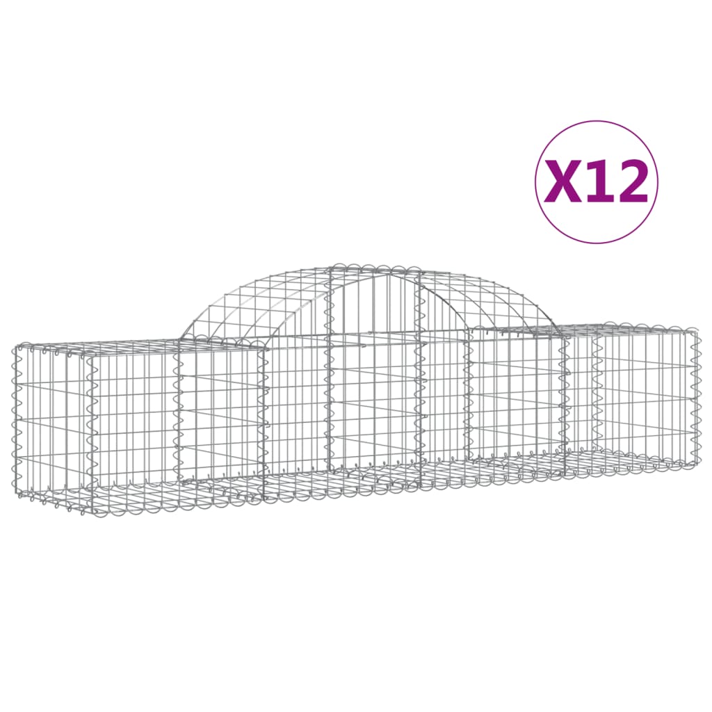 Cesti Gabbioni ad Arco 12 pz 200x50x40/60 cm Ferro Zincato