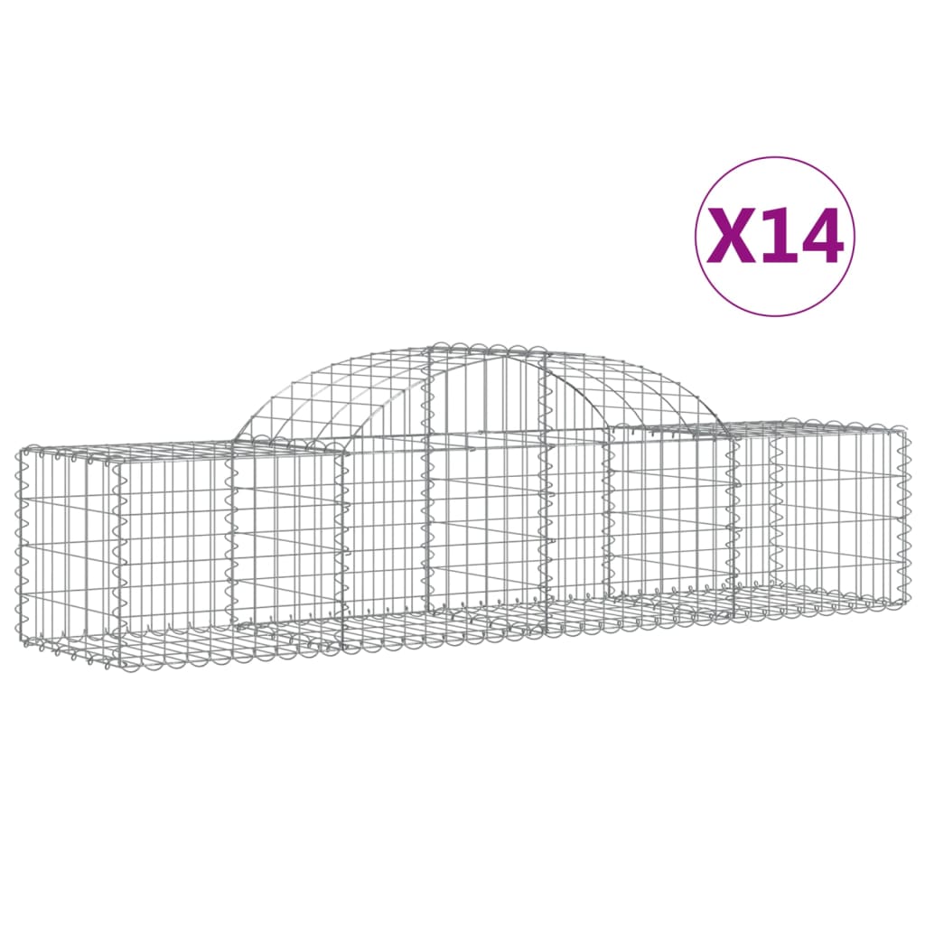 Cesti Gabbioni ad Arco 14 pz 200x50x40/60 cm Ferro Zincato